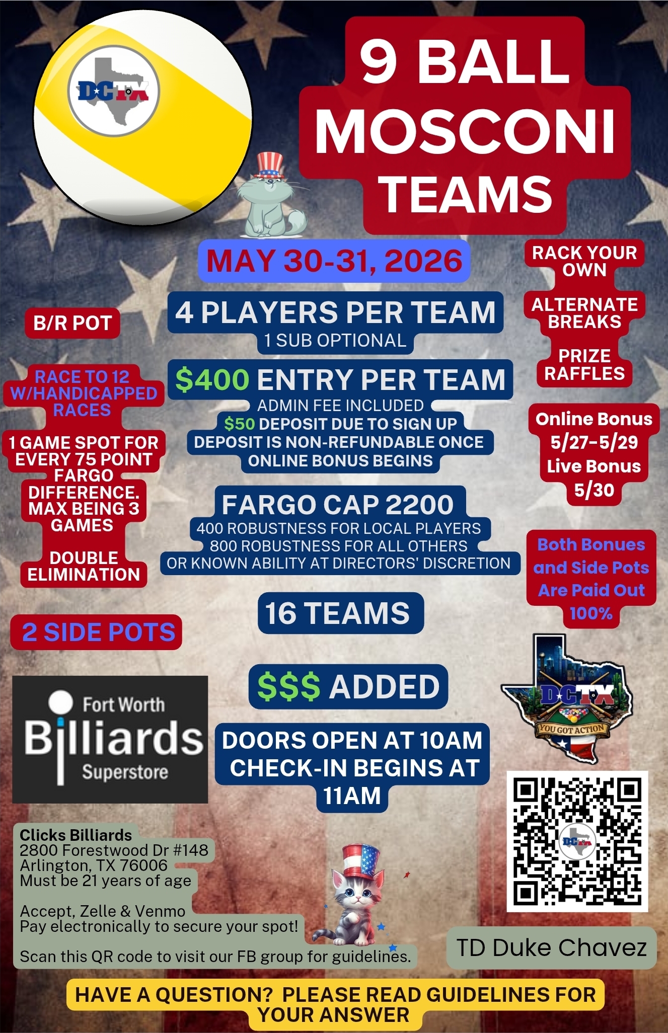 9 ball Mosconi Style Teams