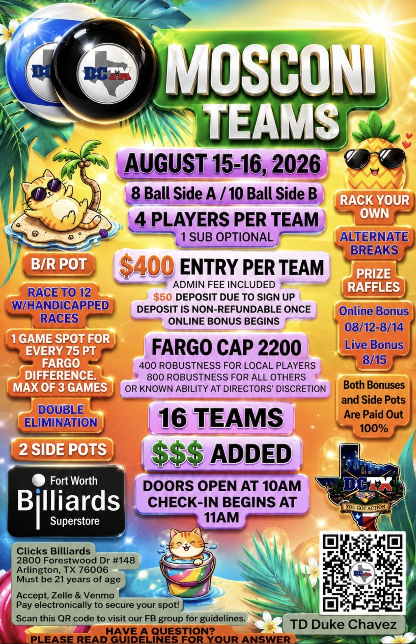 DCTX Mosconi Style Teams Tournament 8/15/26